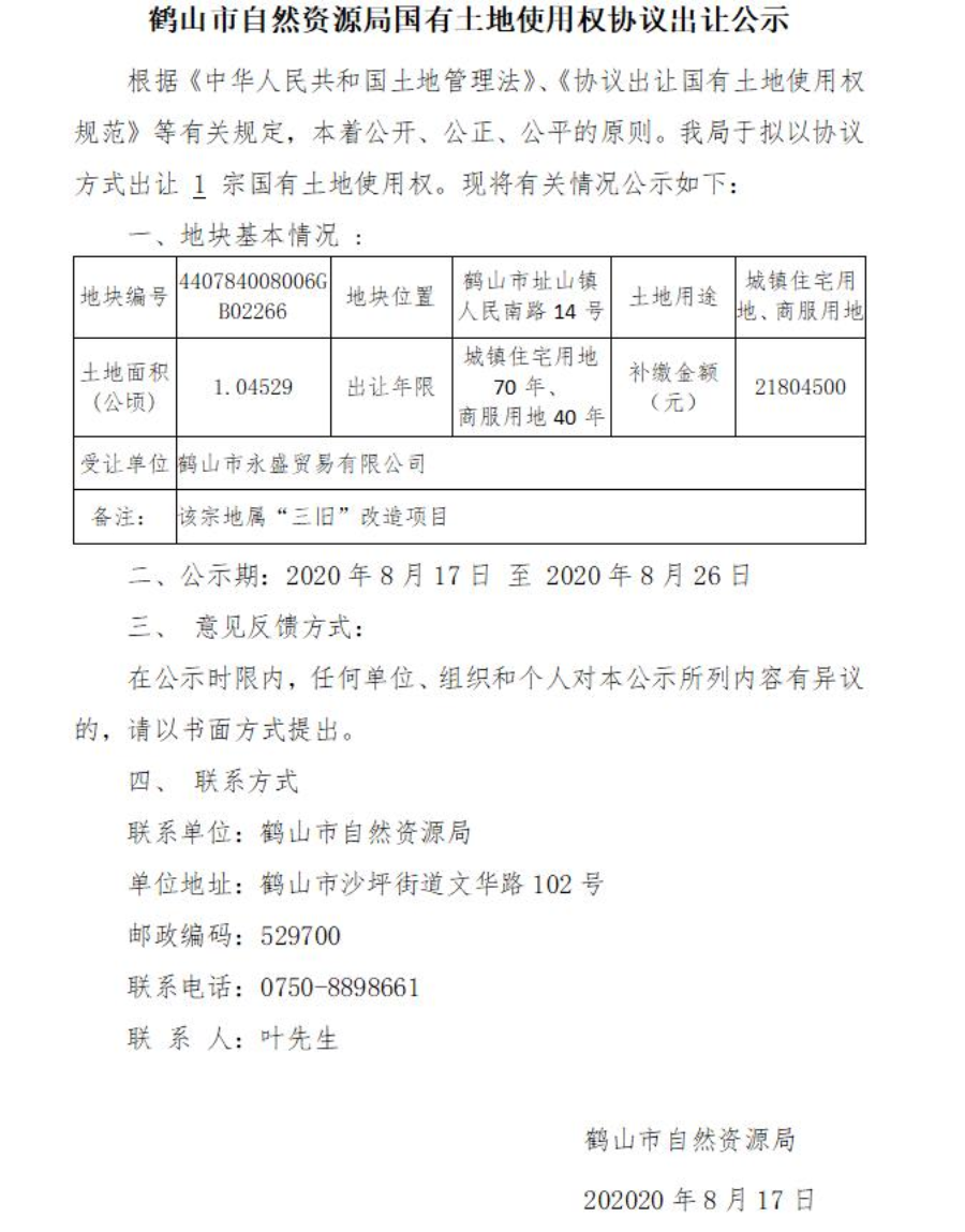 鹤山区自然资源和规划局最新项目概览